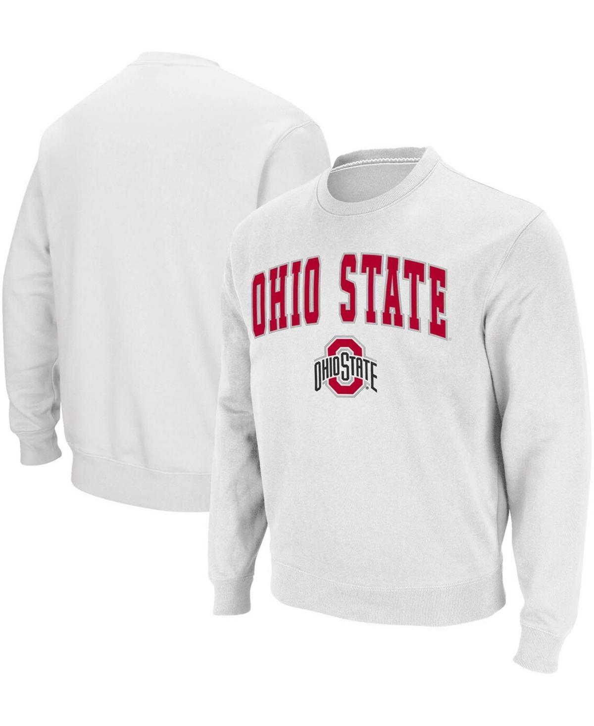 Mens Colosseum White Ohio State Buckeyes Team Arch & Logo Tackle Twill Pullover Sweatshirt Product Image