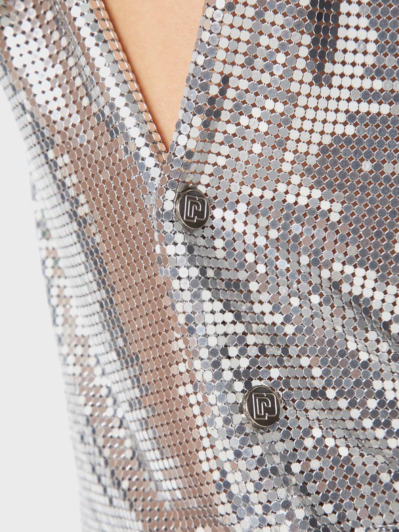 Top in a silver mini mesh Product Image