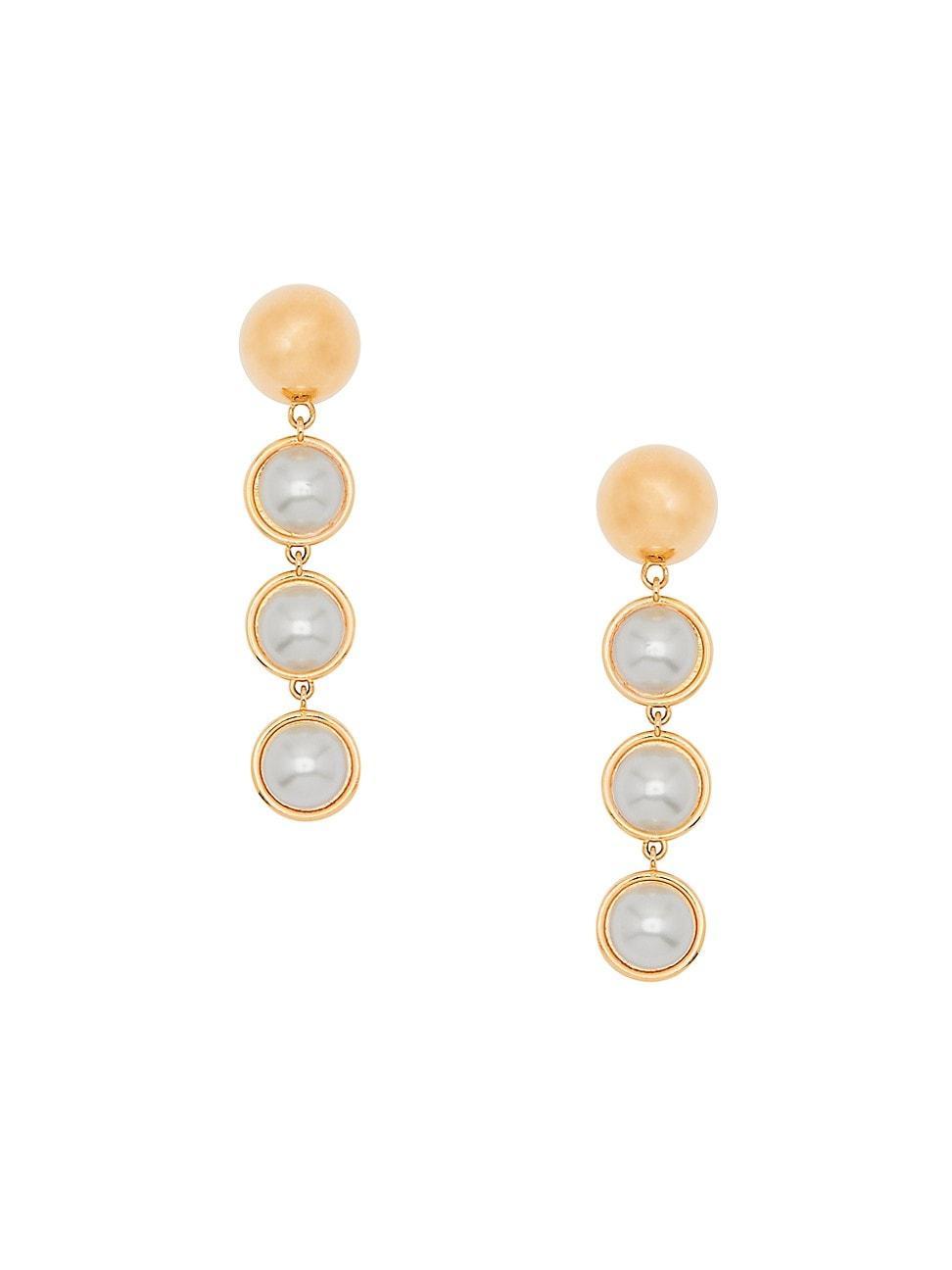 Womens Goldtone Faux-Pearl Sphere Drop Earrings Product Image