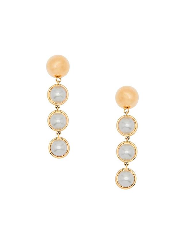 Womens Goldtone Faux-Pearl Sphere Drop Earrings Product Image