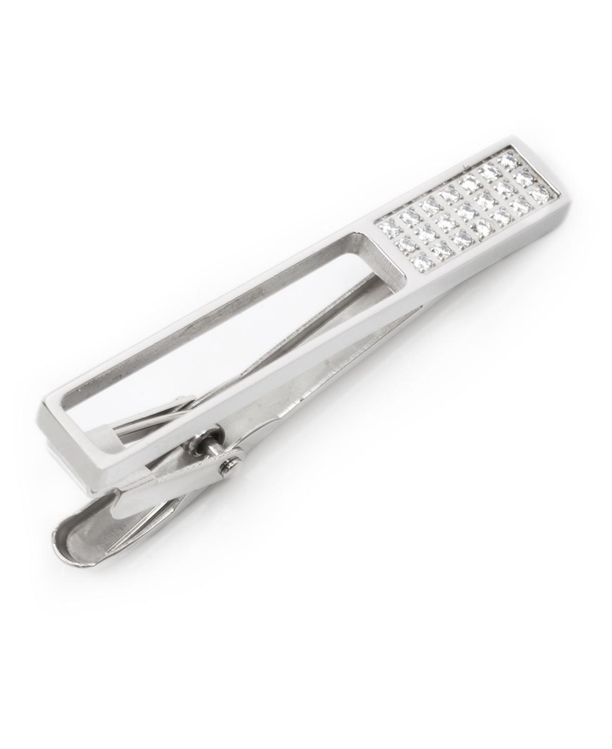 Mens Die Cut Crystal Stainless Steel Tie Clip Product Image