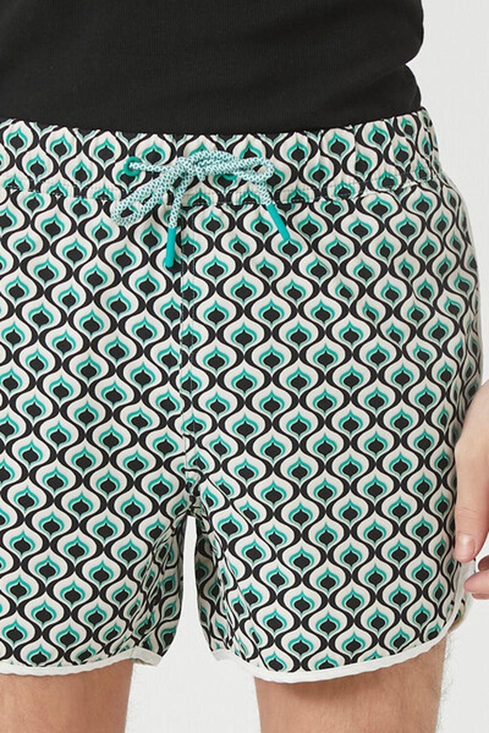 Geo Print Drawstring Swim Trunks | Forever 21 Product Image