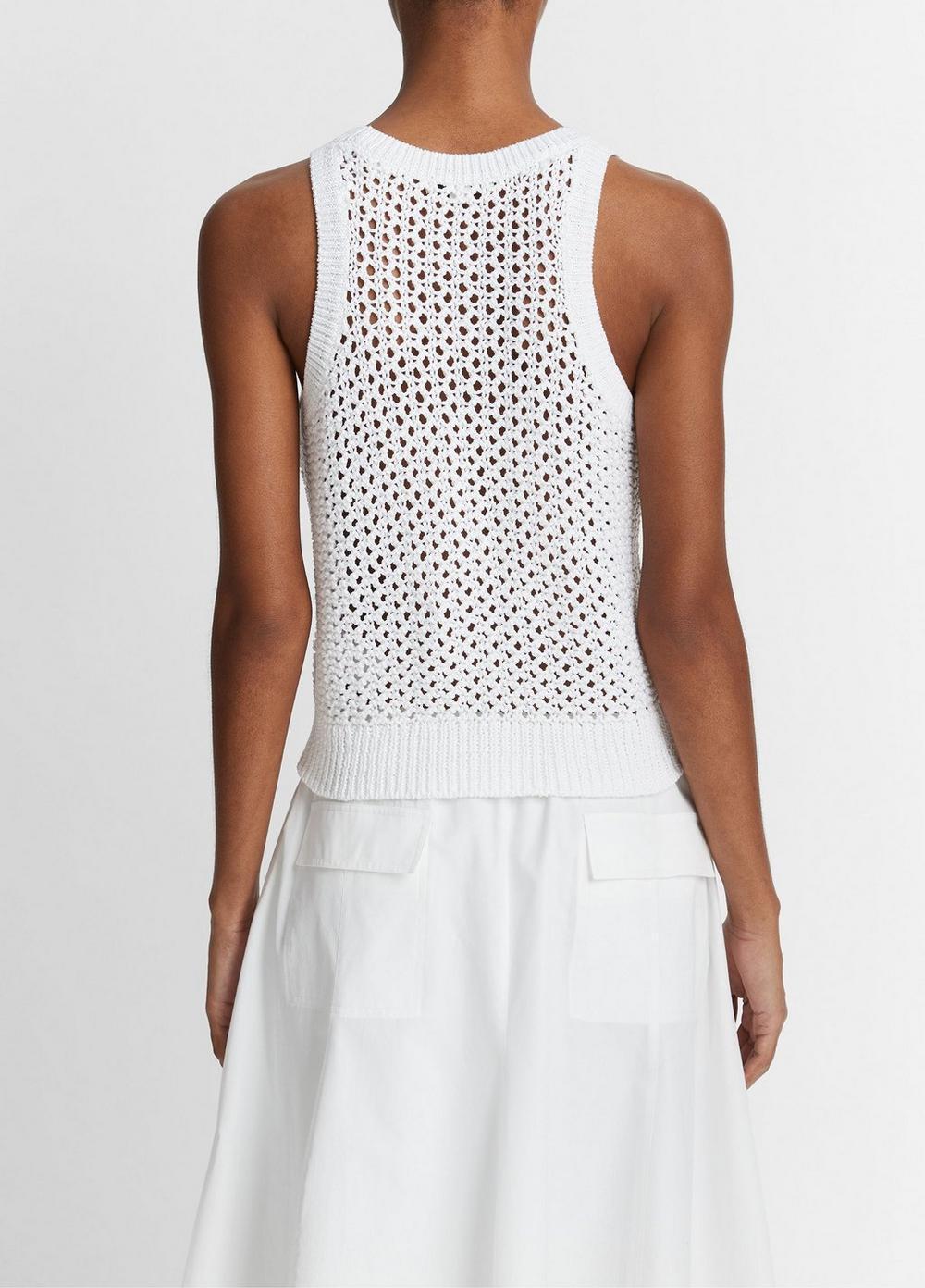 Mesh-Stitch Cotton Sweater Tank Product Image