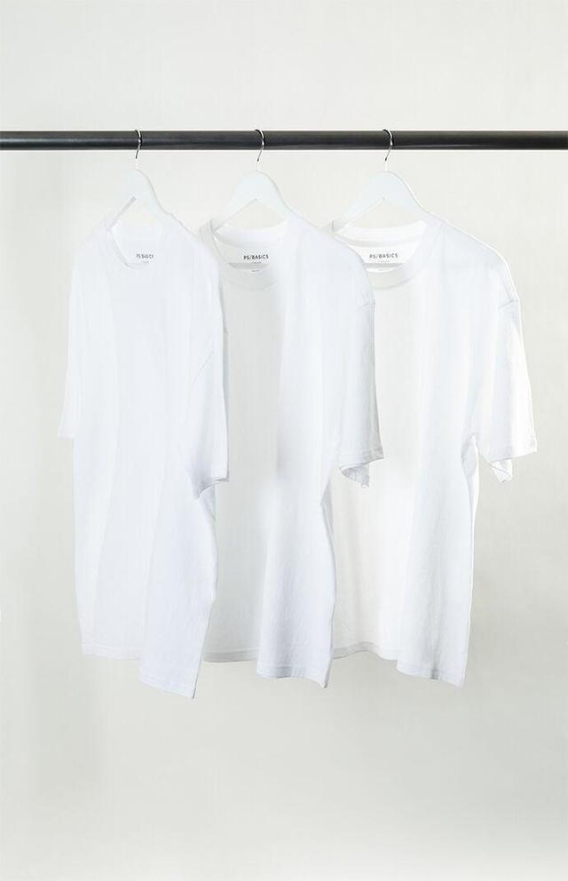 Men's 3 Pack Basic White Oversized T-Shirt in White/White/White - Product Image