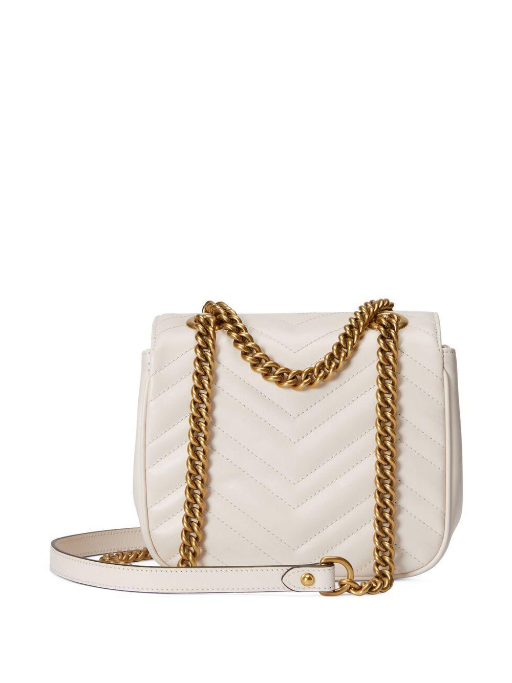 GUCCI Gg Marmont Mini Leather Shoulder Bag In White Product Image