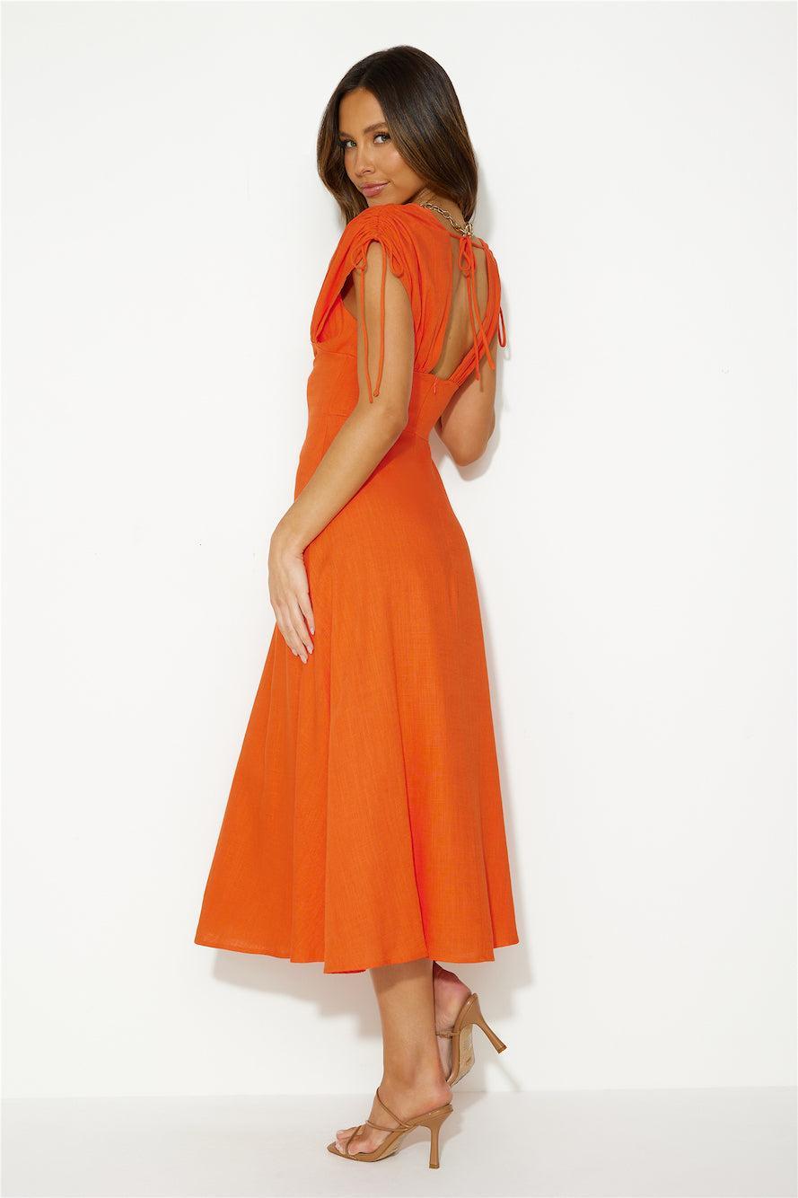 Dreamy Brunch Midi Dress Tangerine Product Image