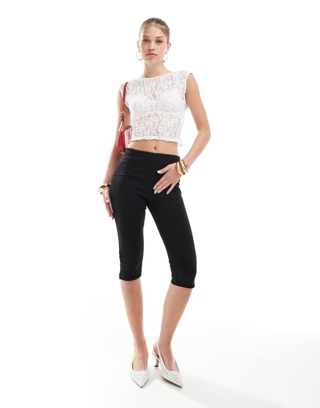 Pull&Bear backless lace top in ecru Product Image