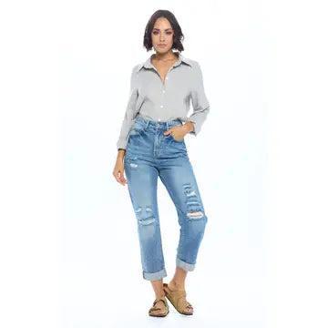 High Rise Ripped Boyfriend Jeans Female product image