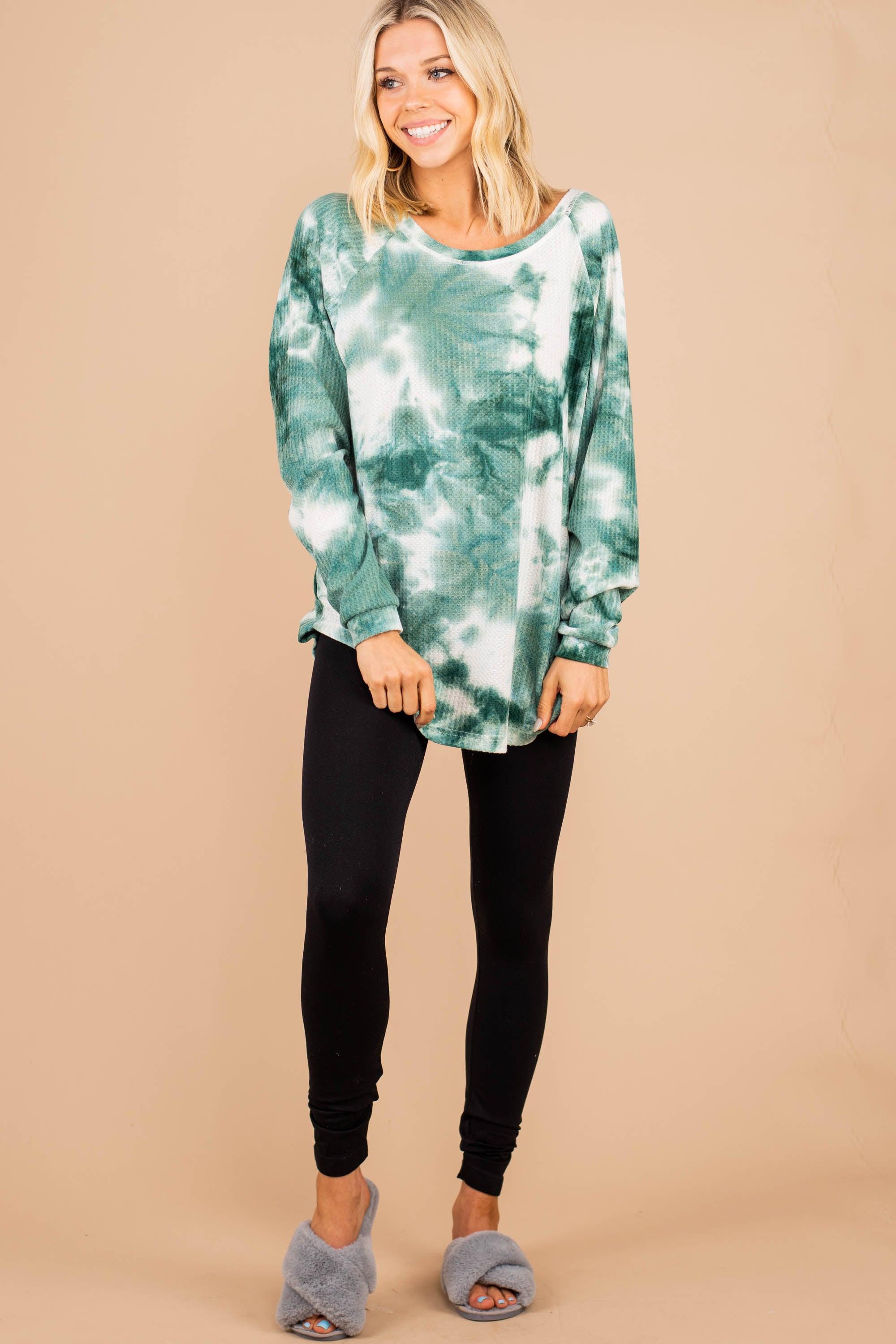 Easy Like Sunday Olive Green Tie Dye Tunic Female Product Image