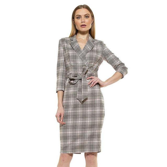 Womens ALEXIA ADMOR Jaqueline Plaid Faux-Wrap Dress Product Image