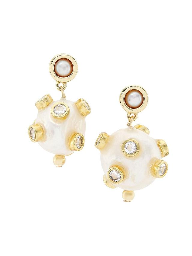 Womens Dolly 14K-Gold-Filled, Freshwater Pearl, & Cubic Zirconia Drop Earrings Product Image