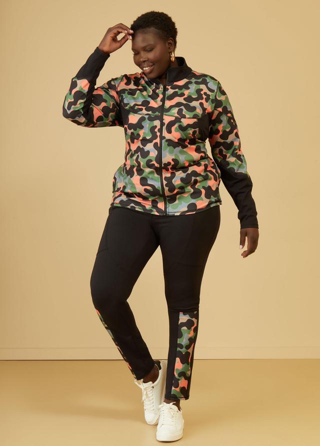 Plus Size Camo Print Paneled Leggings Ashley Stewart Product Image