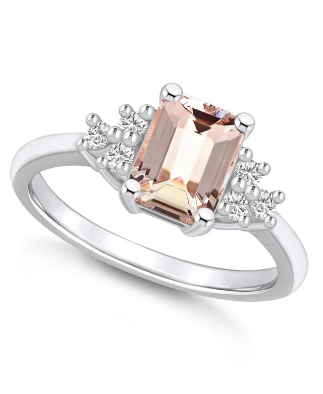 Alyson Layne 14k Rose Gold Emerald-Cut Morganite & 1/5 Carat T.W. Diamond Ring, Womens Product Image