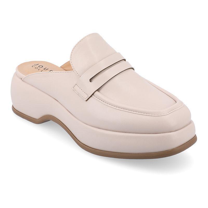 Womens Journee Collection Tru Comfort Foam Antonina Slip On Mule Platform Flats Ivory Product Image