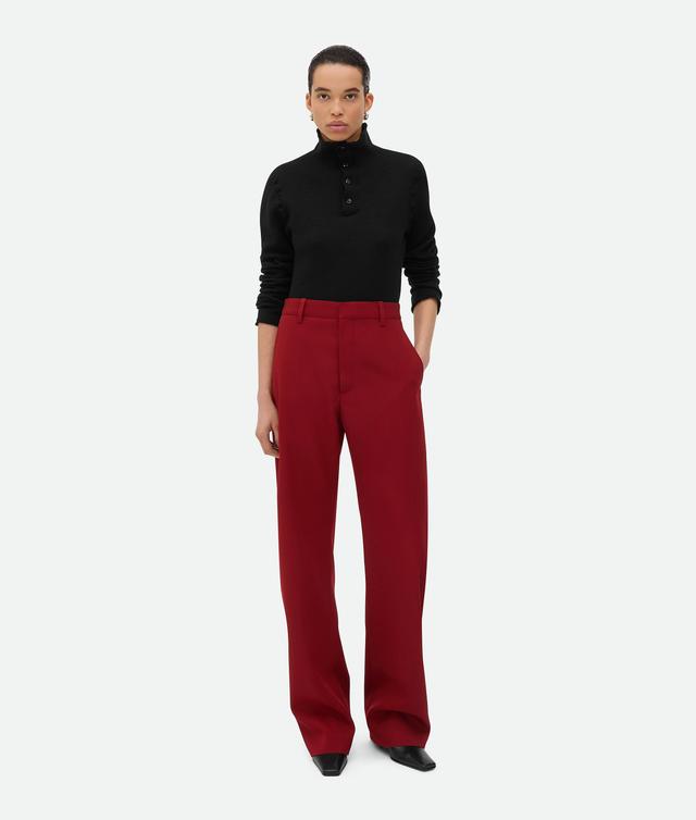 Women's Wool Twill Rounded Leg Trousers in Rosewood Product Image