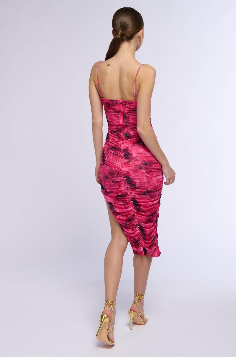 FEELING FINE RUCHED MIDI DRESS Product Image