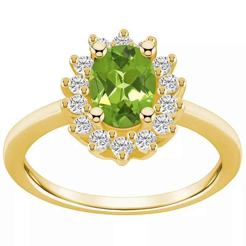 Alyson Layne 14k White Gold Oval Cut Peridot & 1/3 Carat T.W. Diamond Halo Ring, Womens Green Product Image