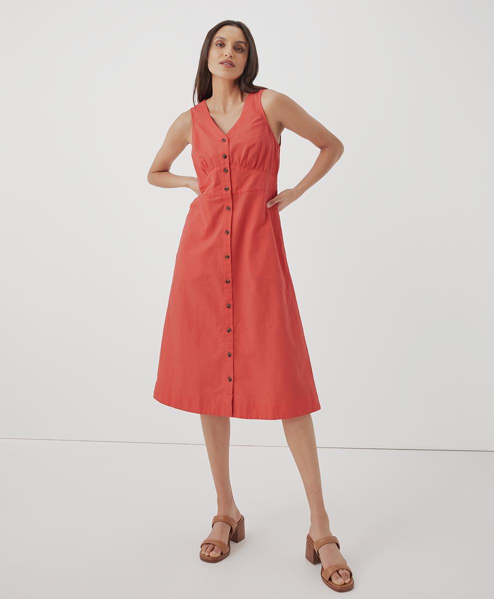 Womens Canopy Linen Blend Button-Front Dress 3XL Product Image