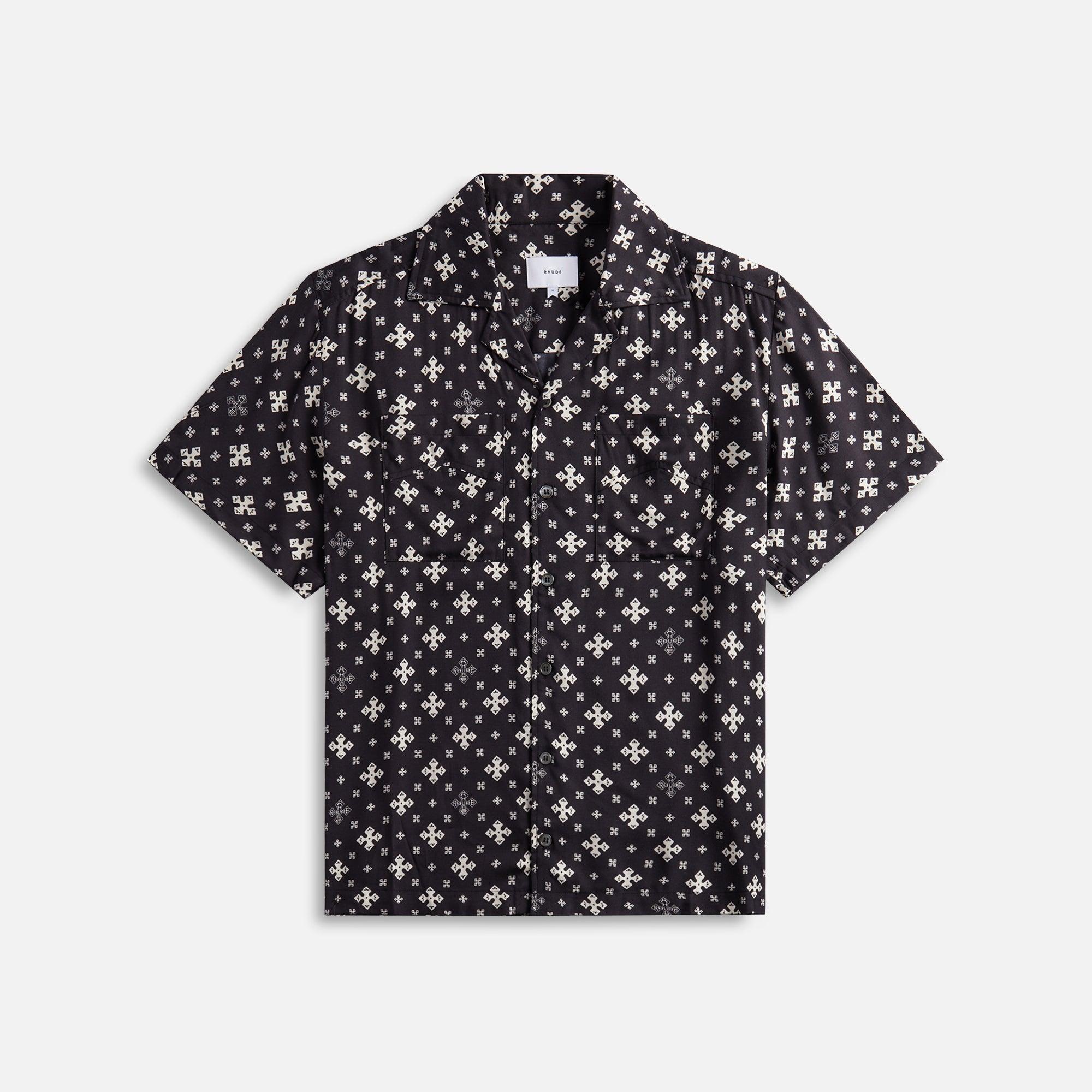 Rhude Cross Bandana Rayon Shirt - Black / White Male Product Image