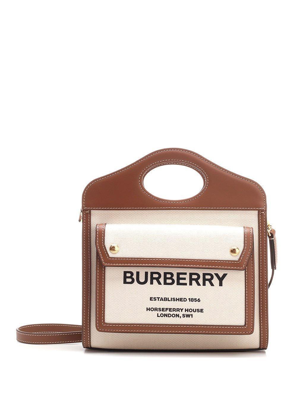 BURBERRY Pocket Mini Handbag In Natural,malt Brown Product Image