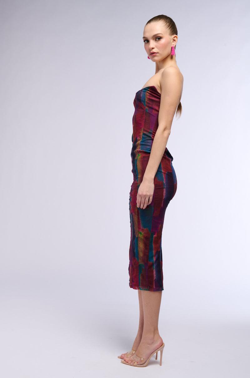 RIZZA PRINTED MESH MIDI DRESS Product Image