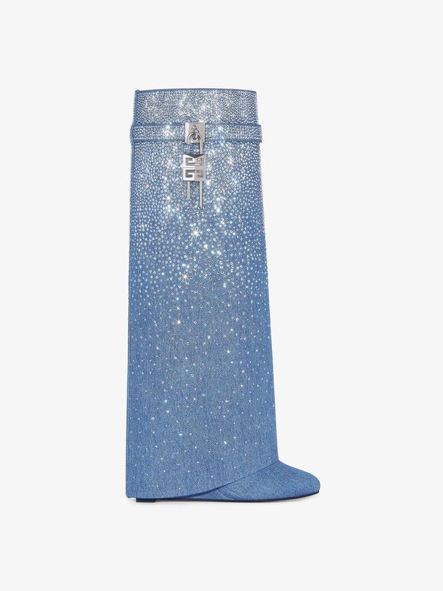 Shark Lock boots in denim with strass Product Image