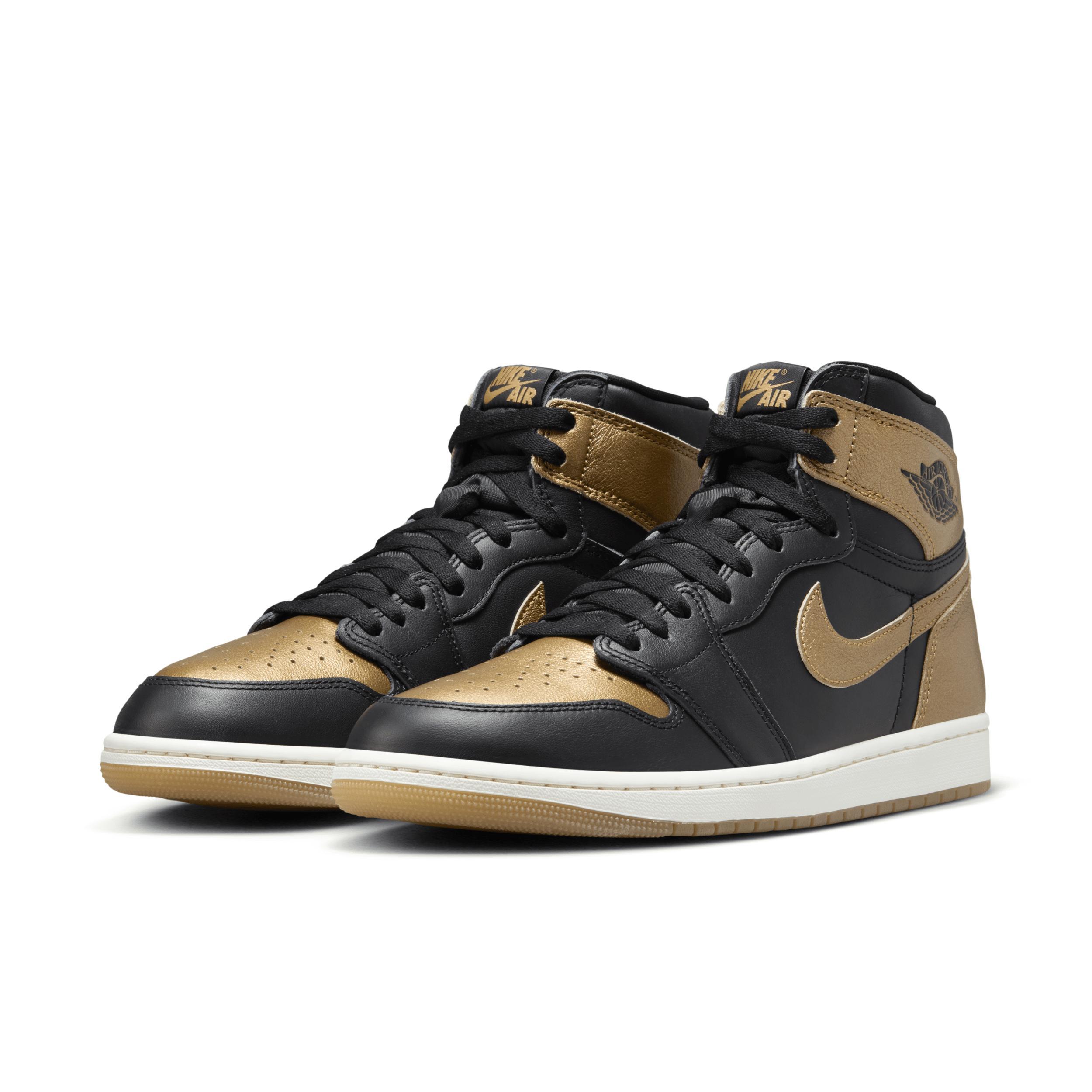 Men's Air Jordan 1 Retro High OG and Gold" Shoes in Black Product Image