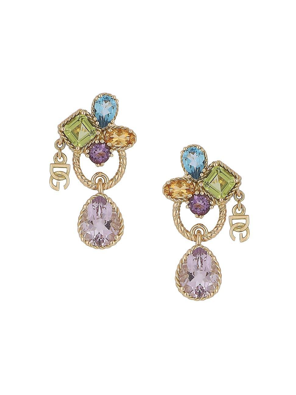 Womens 18K Yellow Gold & Multi-Stone Drop Earrings Product Image