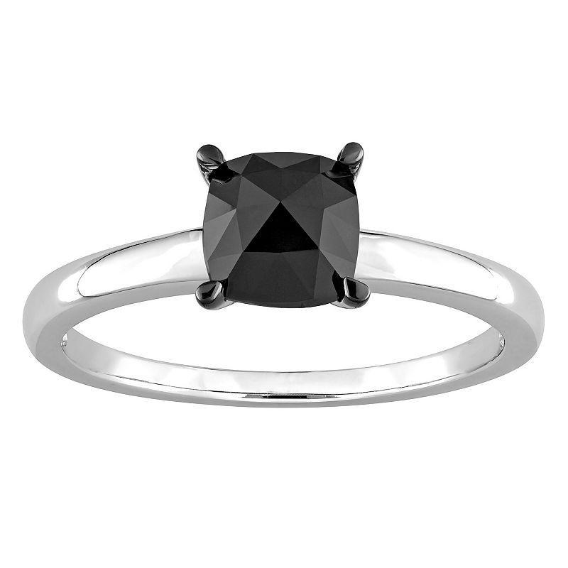 Stella Grace 10k White Gold 1 Carat T.W. Black Diamond Solitaire Ring, Womens Product Image