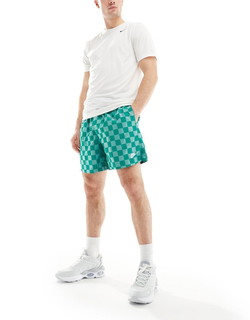 NIKE Club Checkerboard Shorts In Green Product Image