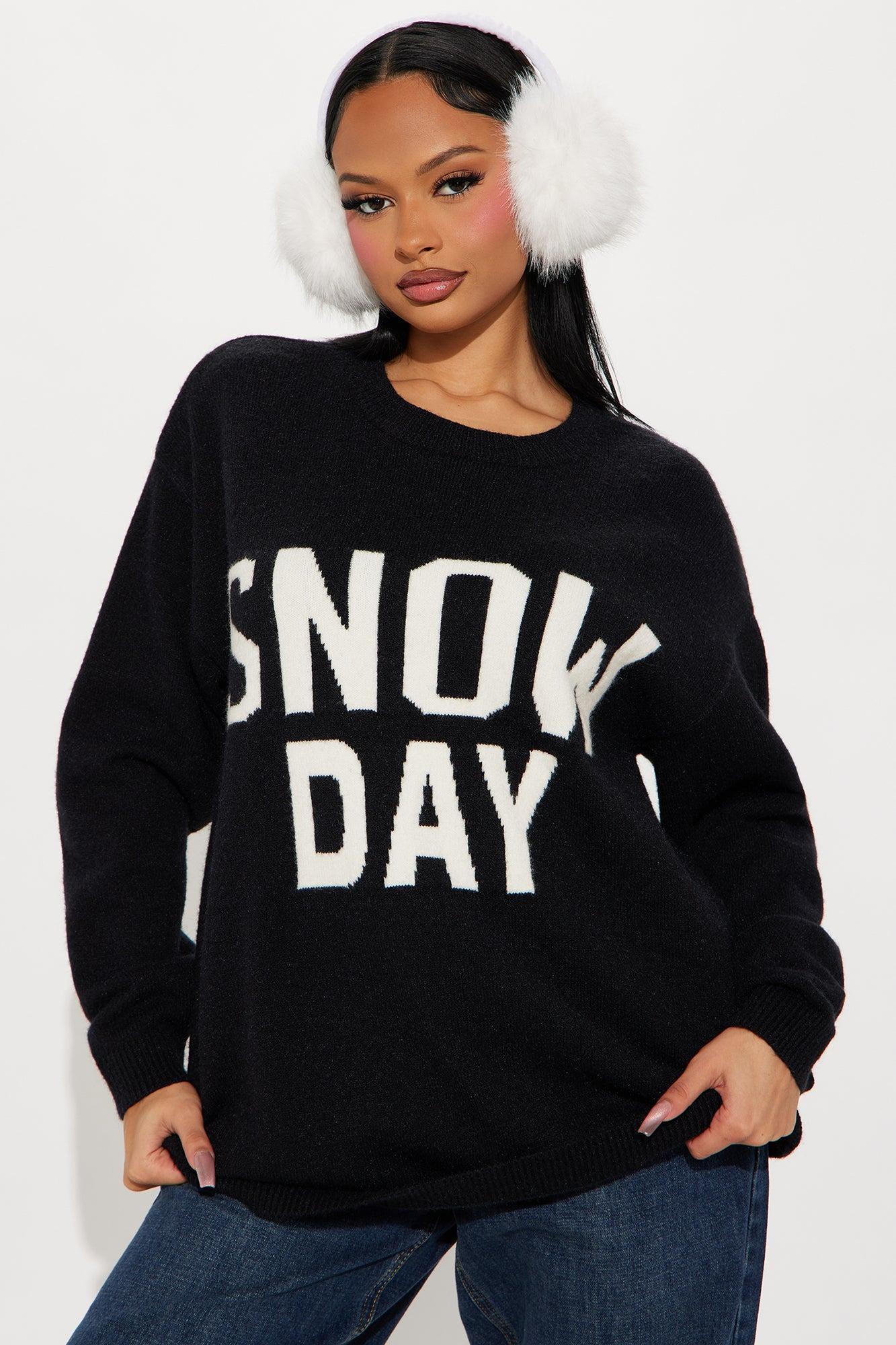 Snow Day Pullover Sweater - Black/White Product Image