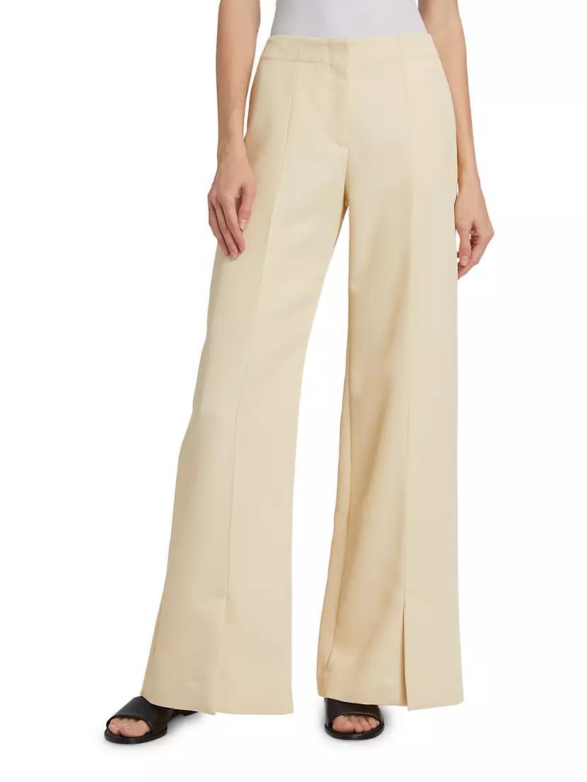 Wool Twill Split-Hem Straight-Leg Pants Product Image