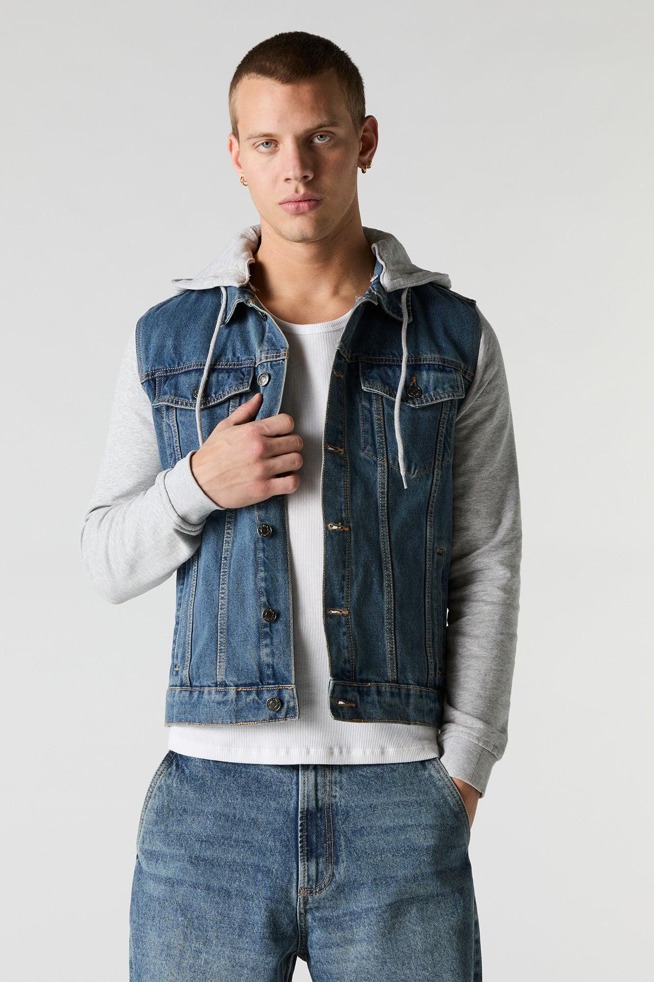 Hooded Denim Jacket Male Product Image