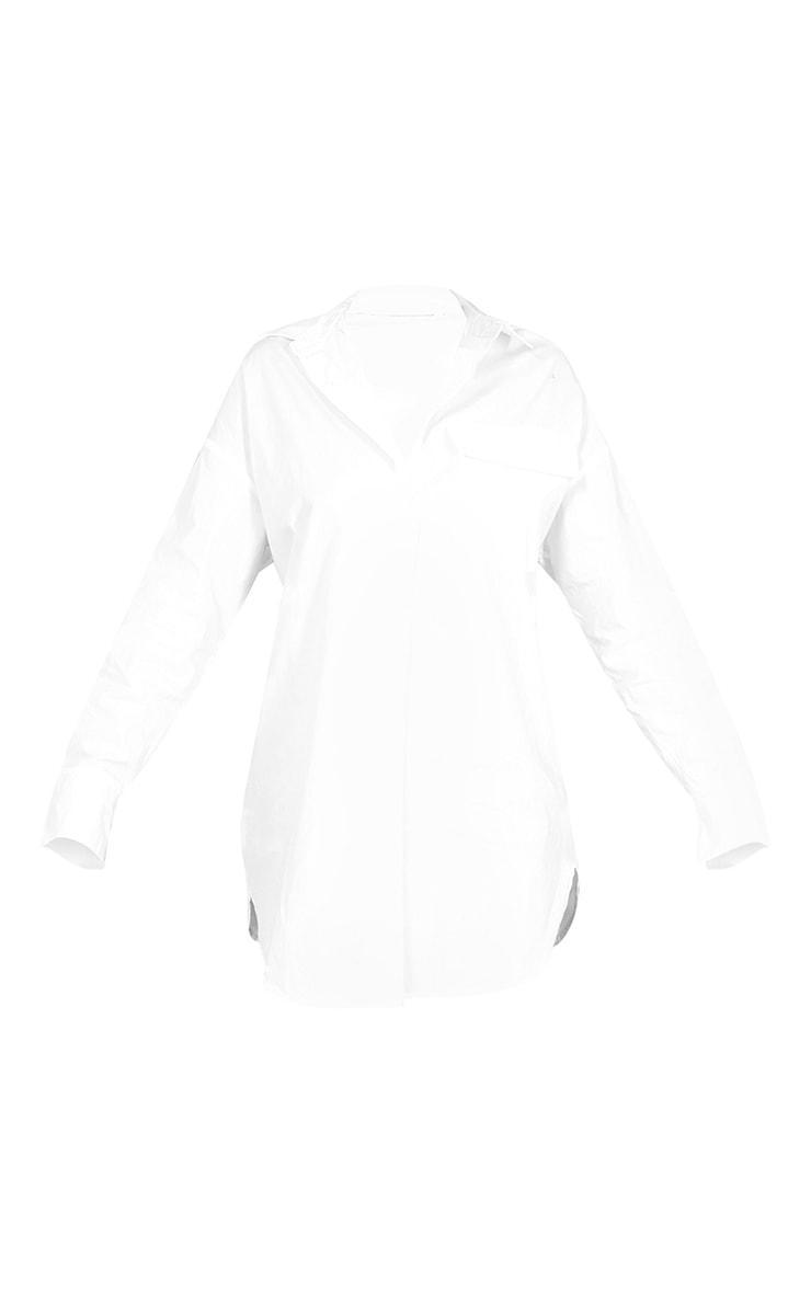 White Bell Cuff Oversized Shirt Dress Product Image