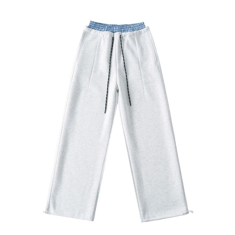 High Rise Plain Wide Leg Sweatpants Product Image