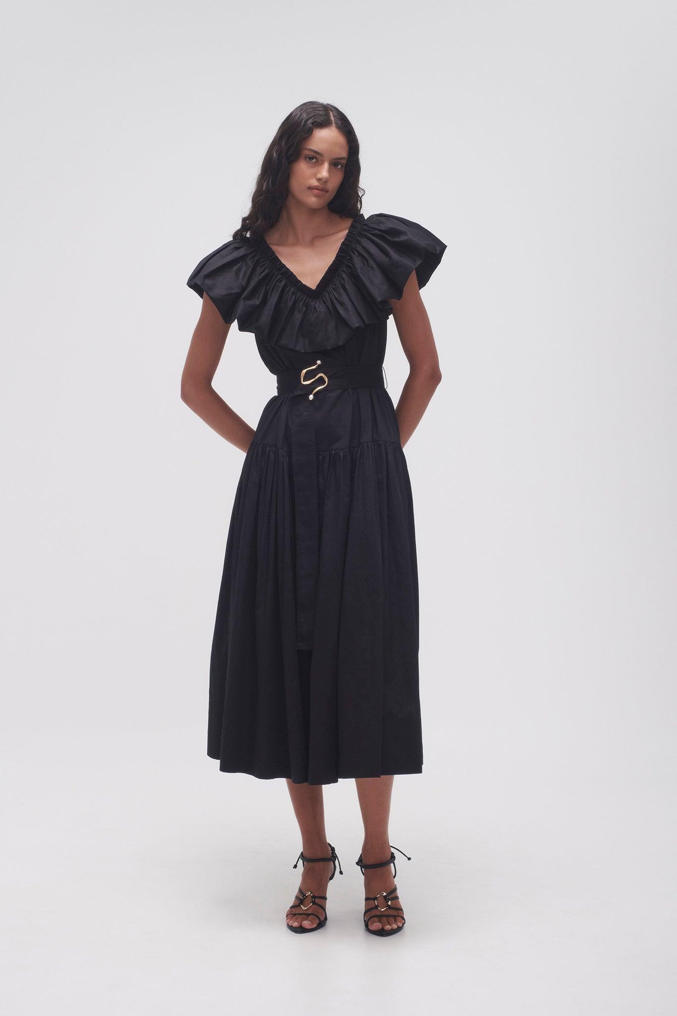 Alma Bubble Frill Midi Dress Product Image