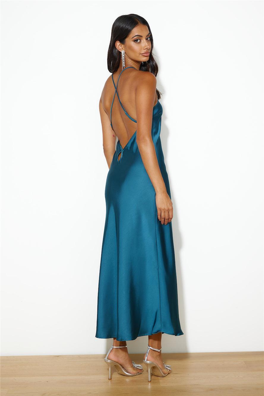 She's Sleek Maxi Dress Dark Blue Product Image