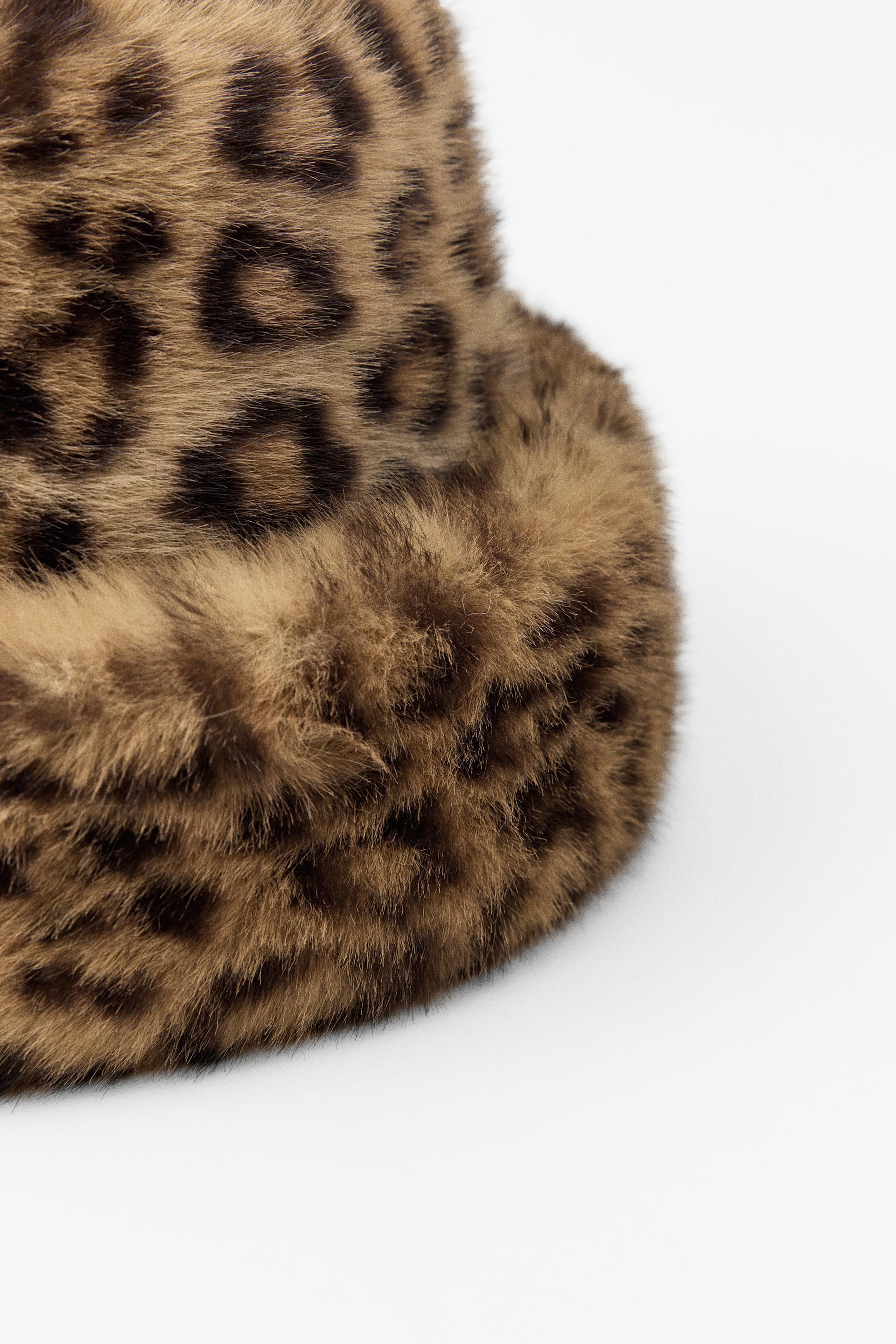 FAUX FUR ANIMAL PRINT HAT Product Image