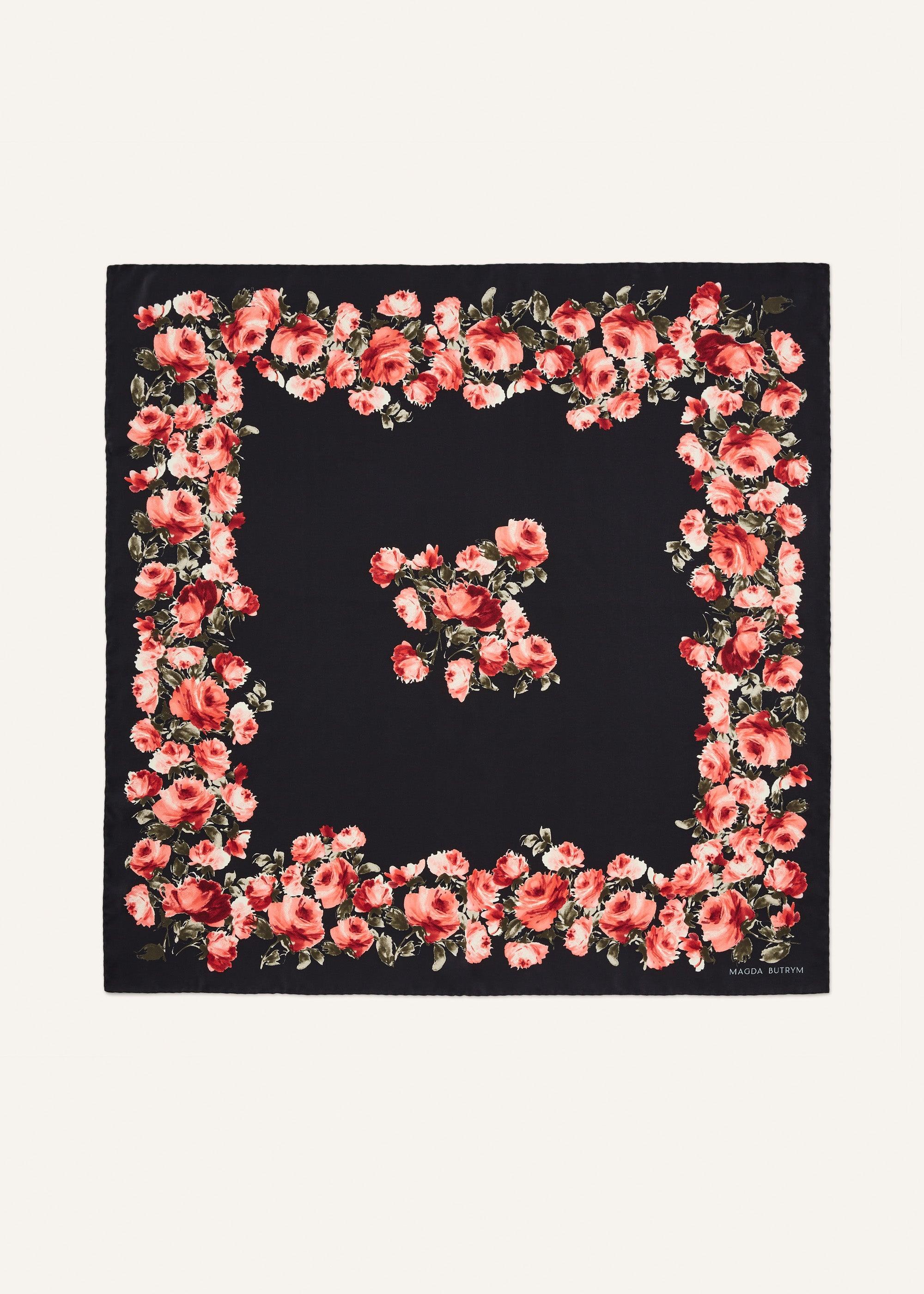 Floral print scarf in black Product Image