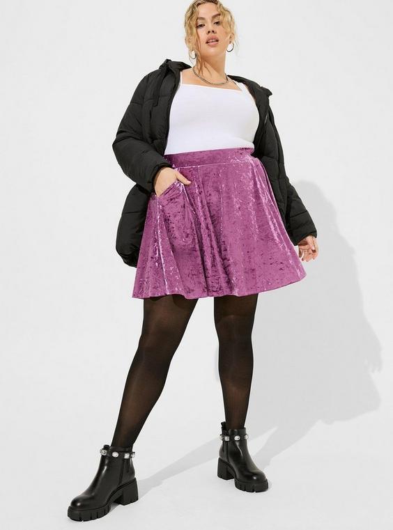 Mini Velvet Skater Skirt Product Image