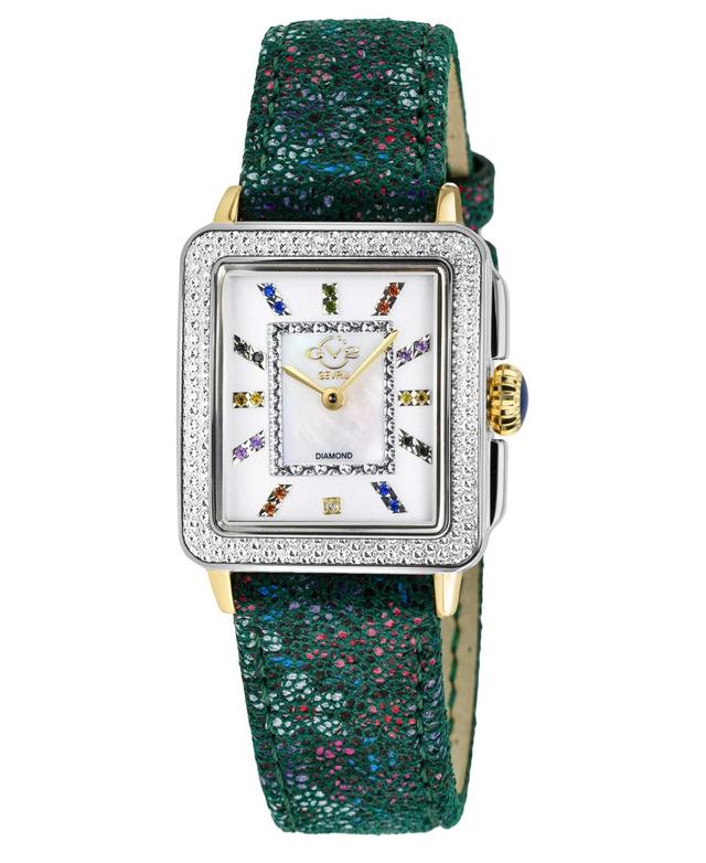 GV2 by Gevril Womens Padova Swiss Quartz Gemstone Floral Green Leather Watch 30mm Product Image