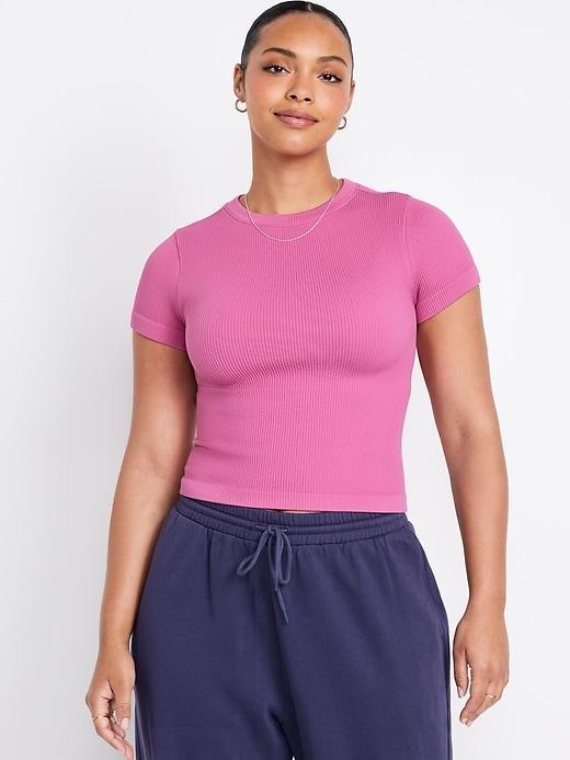 Fitted Seamless Ribbed T-Shirt Product Image