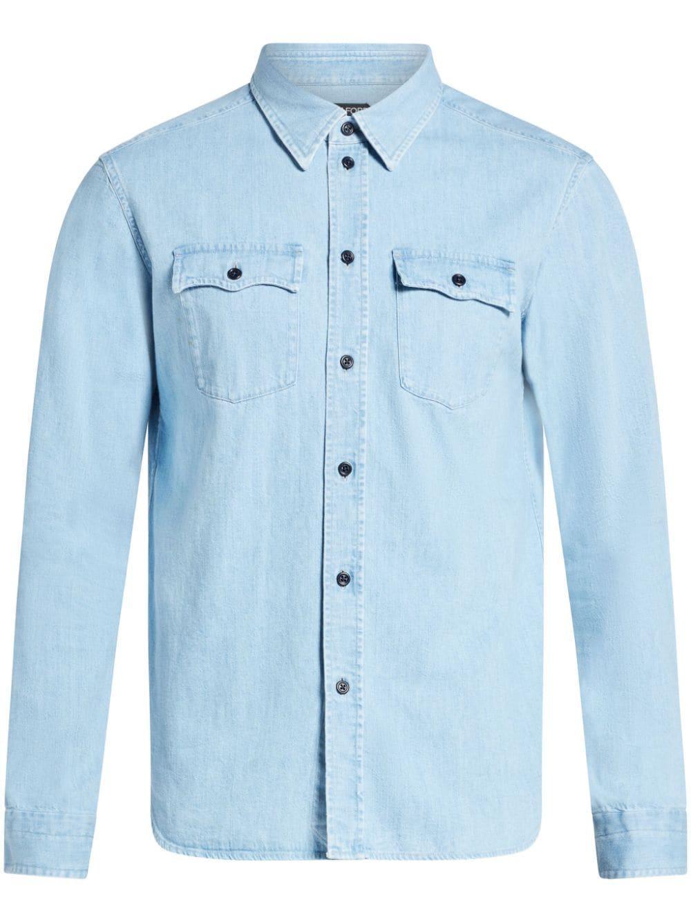 TOM FORD Denim Long-sleeve Shirt In Blue Product Image