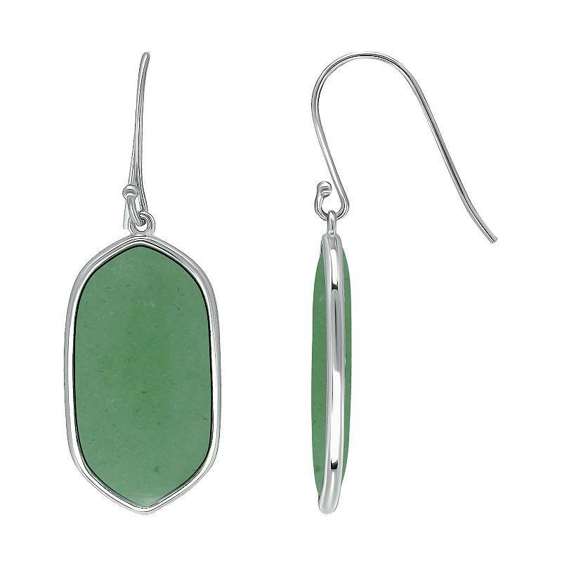 Aleure Precioso Sterling Silver Oval Gemstone Drop Earrings, Womens, Green Product Image