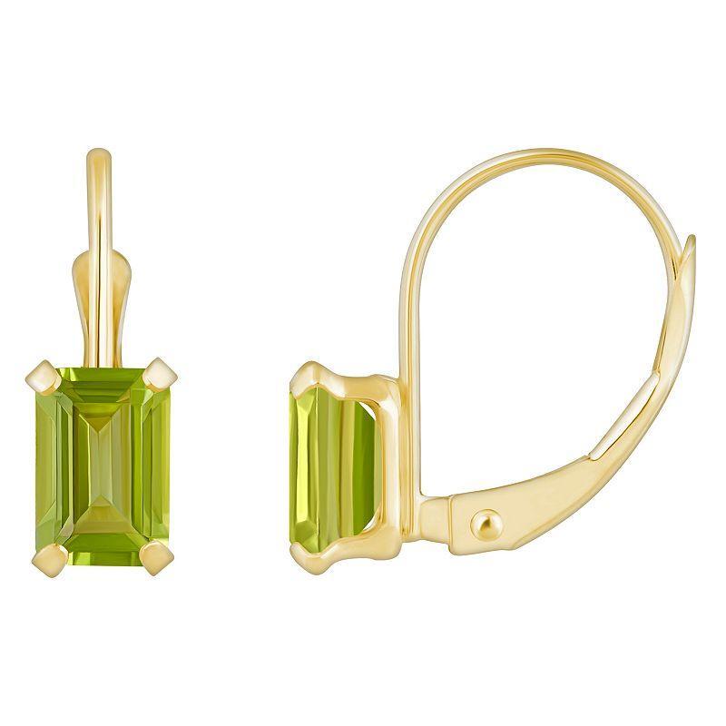 Celebration Gems 10k Gold Emerald Cut Peridot Leverback Earrings, Womens, 10k Whgold Product Image