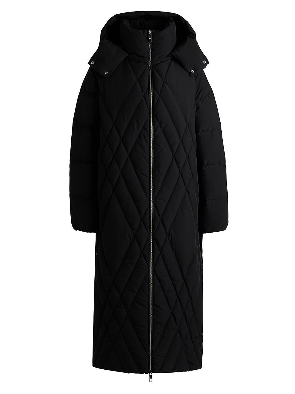 Womens Quilted Down Coat with Adjustable Hood Product Image