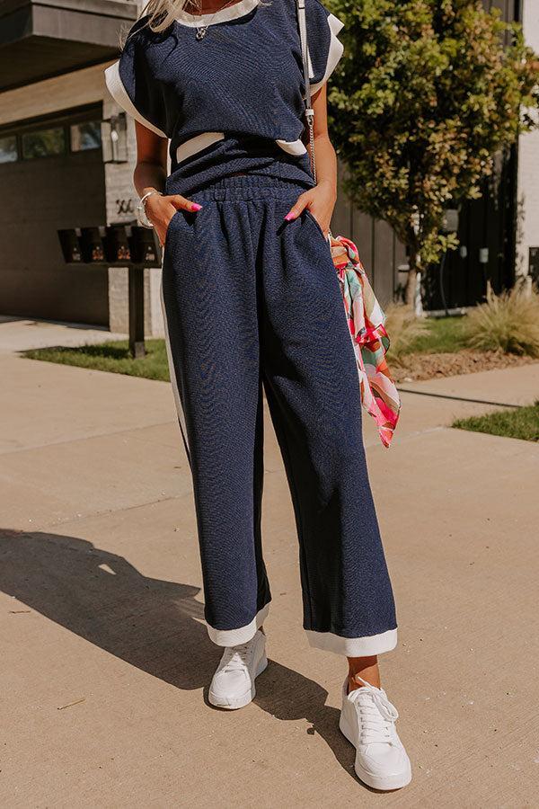 Modern Metropolis High Waist Wide Leg Pants in Navy Product Image