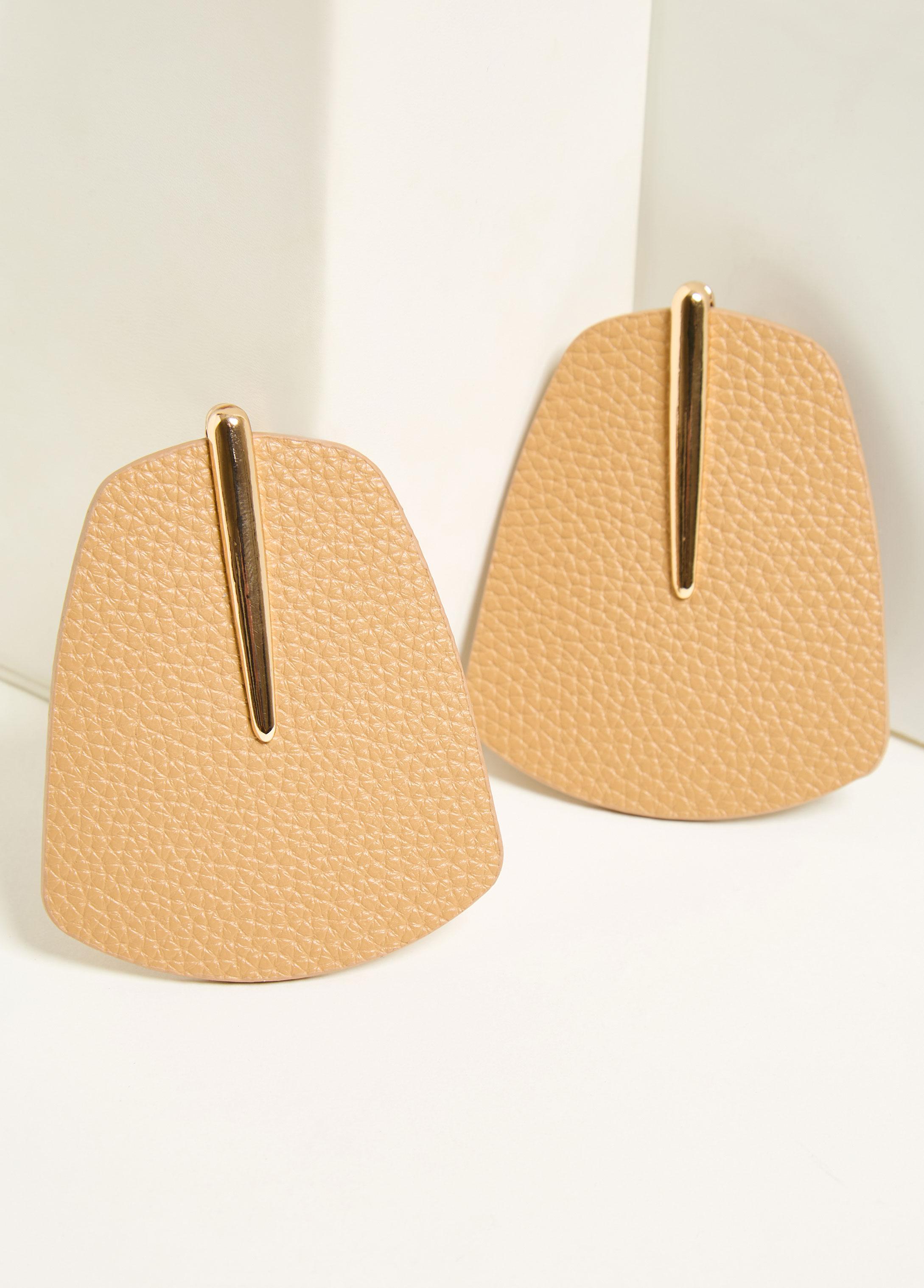 Textured Faux Leather Earrings Product Image