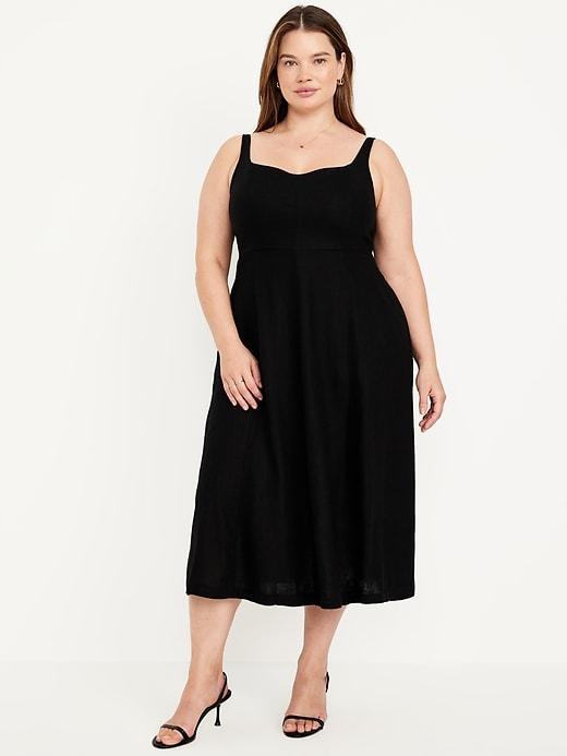 Fit &amp; Flare Linen-Blend Midi Dress Product Image