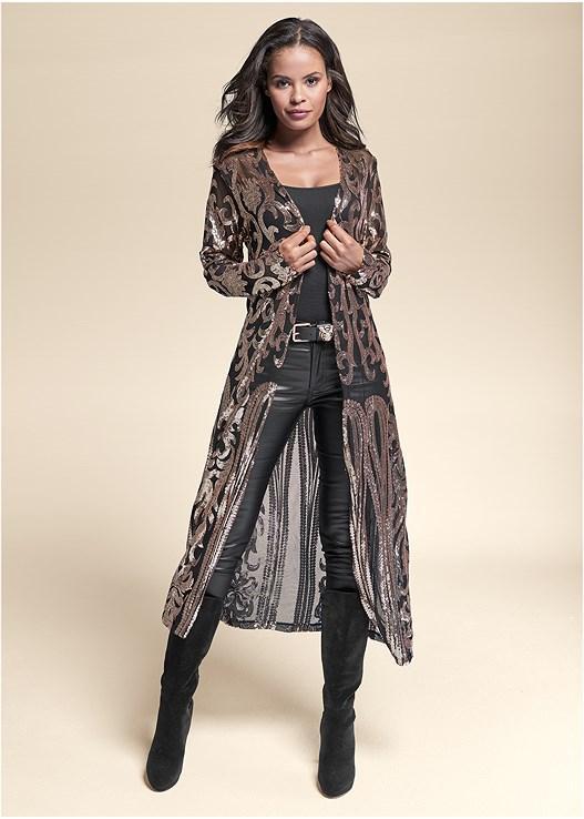 Sequin Mesh Long Jacket Product Image